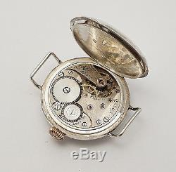 OMEGA WW1 TRENCH WIRE LUG MILITARY STERLING SILVER WRIST WATCH With RADIUM NUMBERS