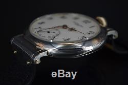 OMEGA antique silver C1900 military trench watch WW1 men's Swiss army wristwatch