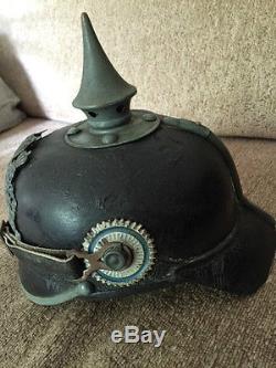 Original German Ww1 Bavarian Steel Mounted 1915 Pickelhaube Helmet