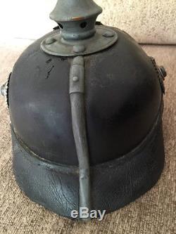 Original German Ww1 Bavarian Steel Mounted 1915 Pickelhaube Helmet