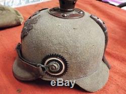 Original German Ww1 Prussian Felt Ersatz Pickelhaube Helmet With Cover Reg Marks