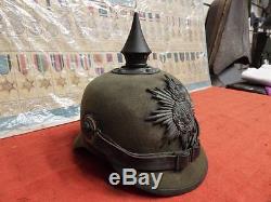 Original German Ww1 Saxon Ersatz Pickelhaube Helmet Regiment Marked 106