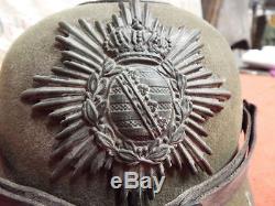 Original German Ww1 Saxon Ersatz Pickelhaube Helmet Regiment Marked 106