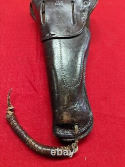 ORIGINAL NAMED WW1 HOYT US 1911 LEATHER HOLSTER DATED 1918 w LEATHER LANYARD