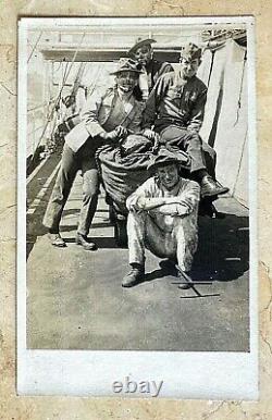 ORIGINAL- PRE-WW1 US MARINES with FACE PAINTED CAMOUFLAGE PHOTO POSTCARD RPPC USMC