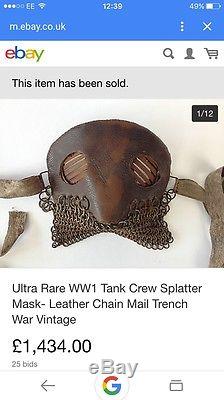 Original Ww1 British Tank Splatter Mask Chain Mail