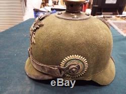 Original Ww1 German Saxon R107 Ersatz Pickelhaube Helmet With Original Cover