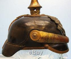 Original Ww1 Prussian Officer's Pickelhaube Helmet & Chin Strap