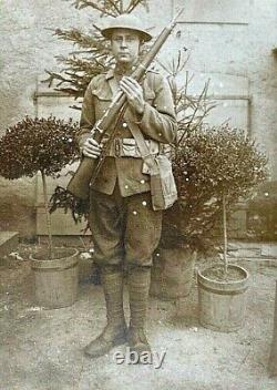 ORIGINAL WW1 US ARMY INFANTRY SOLDIER in FRANCE PHOTO POSTCARD RPPC