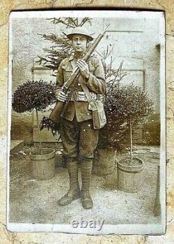 ORIGINAL WW1 US ARMY INFANTRY SOLDIER in FRANCE PHOTO POSTCARD RPPC