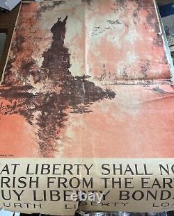 ORIGINAL WWI 40 x 28 Liberty Shall Not Perish From The Earth 4th Bond Loan