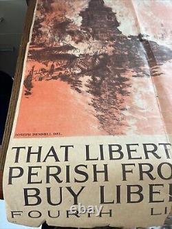 ORIGINAL WWI 40 x 28 Liberty Shall Not Perish From The Earth 4th Bond Loan