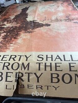 ORIGINAL WWI 40 x 28 Liberty Shall Not Perish From The Earth 4th Bond Loan