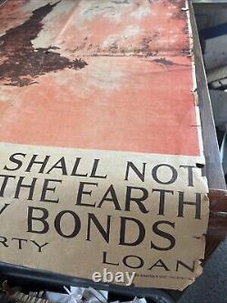 ORIGINAL WWI 40 x 28 Liberty Shall Not Perish From The Earth 4th Bond Loan