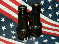 ORIGINAL WWI BINOCULARS DONATED TO NAVY TO USE ABOARD SHIPS AT SEA w NAME TAG