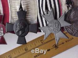 ORIGINAL WWI German Medal Bar with8 Medals Hanseatic Cross, Bavarian Merit Cross