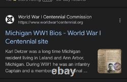 ORIGINAL WWI Military Criminal CID Karl Detzer ID CARD Museum Prevost AEF Army