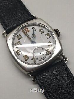 Officers Trench Watch Wrist Cushion WW1 Swiss French Solid Silver 32mm Working