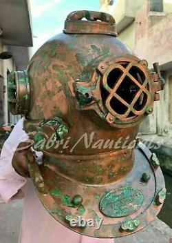 Old Antique Scuba Divers Brass Diving Helmet US Navy Mark Deep Sea Marine Diver