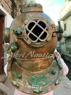 Old Antique Scuba Divers Brass Diving Helmet US Navy Mark Deep Sea Marine Diver