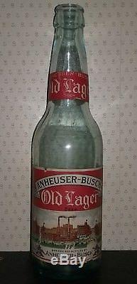 Old Lager Beer Bottle, Anheuser-Busch, St. Louis, MO. WWI era c1918 Budweiser