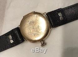 Omega Vintage Solid Gold Mens Gents 9 ct Carat K Trench watch Ww1 27.9 cal ALD