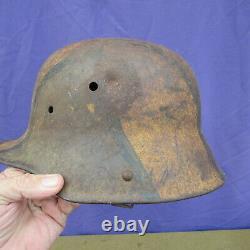 Orig WWI GERMAN 1917 Vivid Camo Painted Combat Trench Helmet