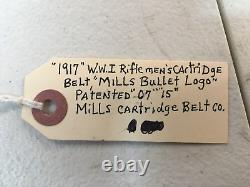 Original 1917 U. S. WW1 Mills 10 Pocket Cartridge Belt WithMills Bullet Logo