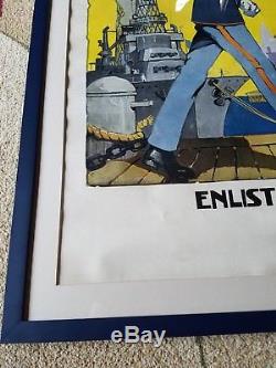 Original! 1917 Wwi Us Marines Large Poster! Linenbacked Colorful Reisenberg