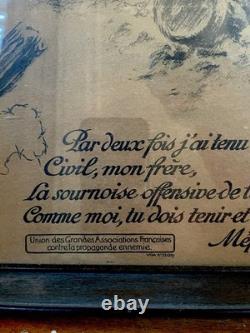 Original 1918 Maurice Neumont French WWI Propaganda Poster Framed 24x17