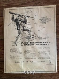 Original 1918 WWI Poster -THE FIRST THREE LOANS MADE THE MARNE VICTORY POSSIBLE