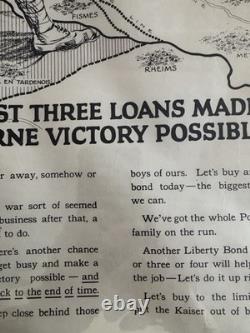 Original 1918 WWI Poster -THE FIRST THREE LOANS MADE THE MARNE VICTORY POSSIBLE