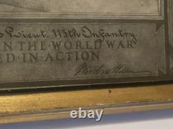 Original Accolade 13th Infantry WWI Wounded In Action Certificate Doughboy