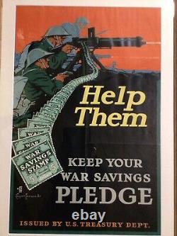 Original American World War I Savings Poster By Caspar Emerson Jr Framed Print