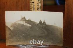 Original Antique WWI Photo World War I Tank Mark 1 ca 1916 Lucky Sign Swastika
