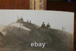 Original Antique WWI Photo World War I Tank Mark 1 ca 1916 Lucky Sign Swastika
