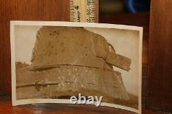 Original Antique WWI Photo World War I Tank Turret Damage Bullet Marks
