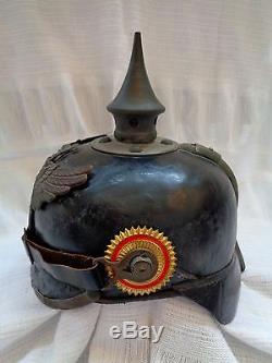 Original German (Baden) WWI Gray Mounted Enlisted Infantry Spiked Helmet