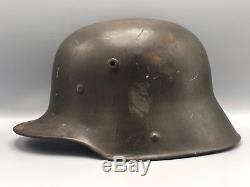 Original German WWI M17 Complete Green Helmet w Liner WW1 / WW2 Swastikas WWII