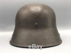 Original German WWI M17 Complete Green Helmet w Liner WW1 / WW2 Swastikas WWII
