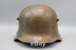 Original German WWI Named M17 Steel Turtle Camo Helmet WW1 Bringback