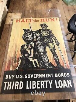 Original Halt The Hun! Third Liberty Bond World War One 29X20 Henry Raleigh