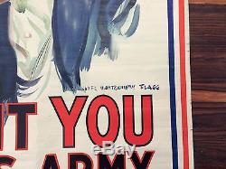 Original LARGE Antique WWI Historical Uncle Sam I Want You Poster 40x30 withdamage