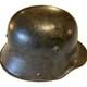 Original Model 1917 WWI German Helmet with Camo, Replaced Lining, Signed, Size 64