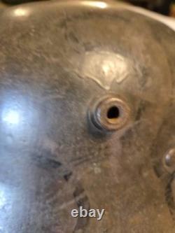 Original Model 1917 WWI German Helmet with Camo, Replaced Lining, Signed, Size 64
