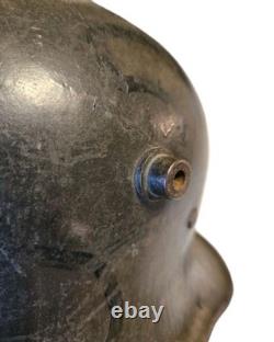 Original Model 1917 WWI German Helmet with Camo, Replaced Lining, Signed, Size 64