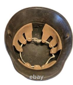 Original Model 1917 WWI German Helmet with Camo, Replaced Lining, Signed, Size 64