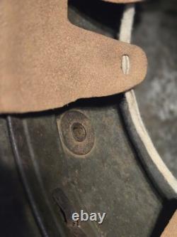 Original Model 1917 WWI German Helmet with Camo, Replaced Lining, Signed, Size 64