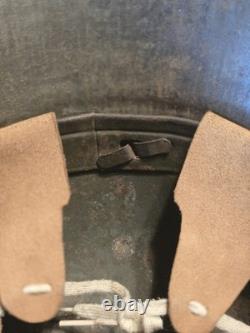 Original Model 1917 WWI German Helmet with Camo, Replaced Lining, Signed, Size 64