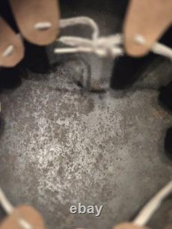 Original Model 1917 WWI German Helmet with Camo, Replaced Lining, Signed, Size 64